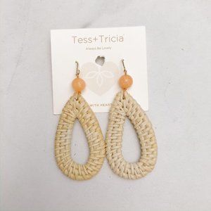 Tess and Tricia Bungalow Peach Rattan Earrings